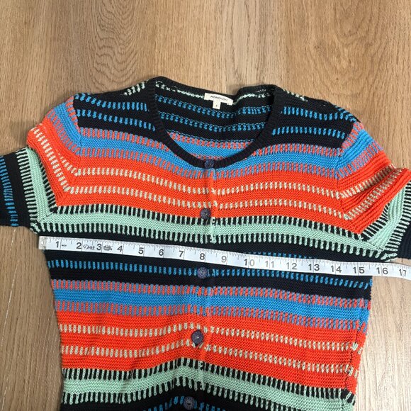 Manoush striped cardigan sweater size S small cotton multicolored button - Picture 8 of 9